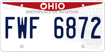 OH license plate FWF6872