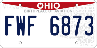 OH license plate FWF6873
