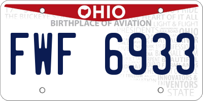 OH license plate FWF6933