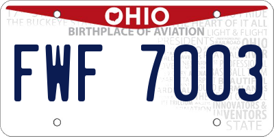 OH license plate FWF7003