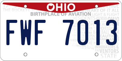 OH license plate FWF7013