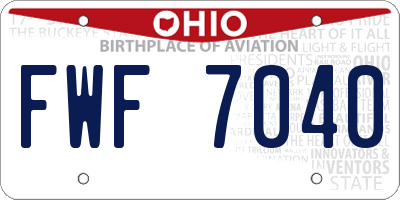 OH license plate FWF7040