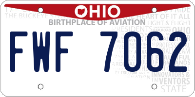OH license plate FWF7062