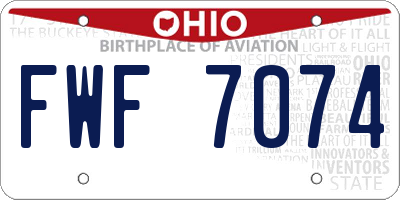 OH license plate FWF7074