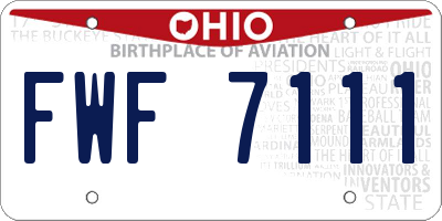OH license plate FWF7111