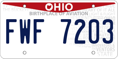 OH license plate FWF7203