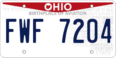 OH license plate FWF7204