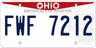 OH license plate FWF7212