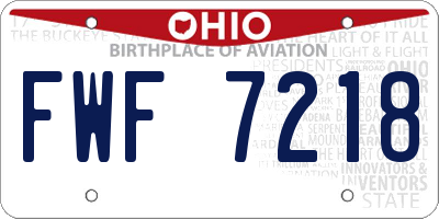 OH license plate FWF7218
