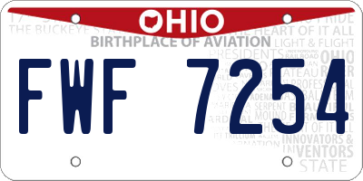 OH license plate FWF7254