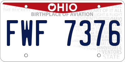 OH license plate FWF7376