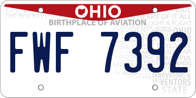 OH license plate FWF7392
