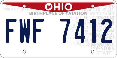 OH license plate FWF7412