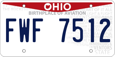 OH license plate FWF7512