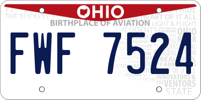OH license plate FWF7524