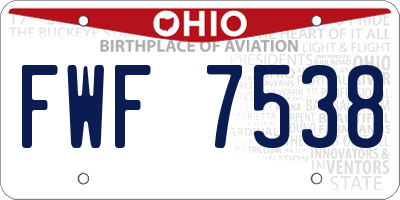 OH license plate FWF7538