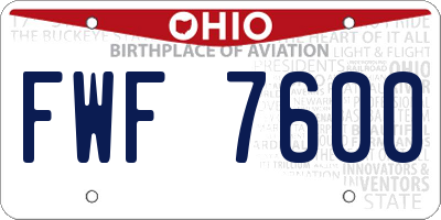 OH license plate FWF7600