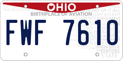 OH license plate FWF7610