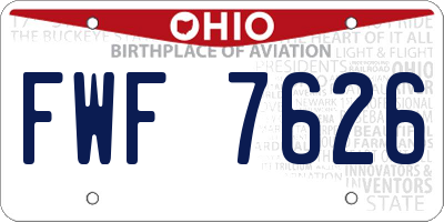 OH license plate FWF7626