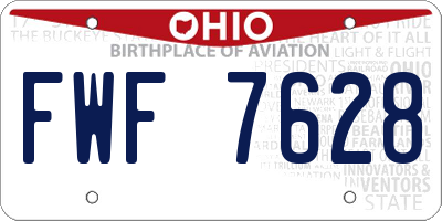 OH license plate FWF7628