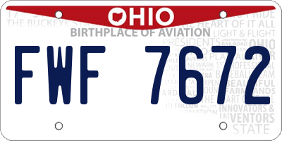 OH license plate FWF7672