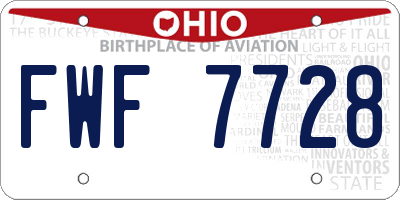 OH license plate FWF7728
