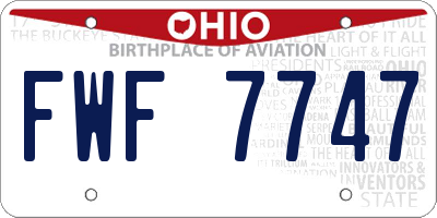 OH license plate FWF7747