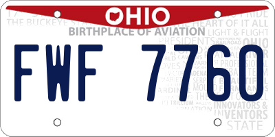 OH license plate FWF7760