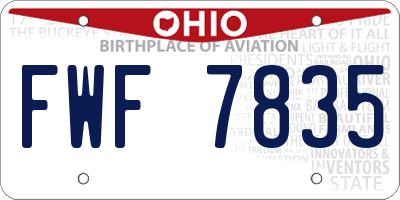 OH license plate FWF7835