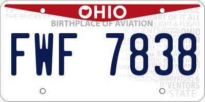 OH license plate FWF7838
