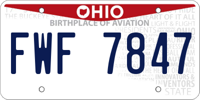 OH license plate FWF7847