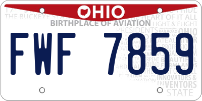 OH license plate FWF7859
