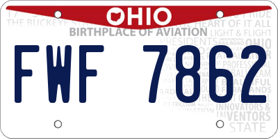 OH license plate FWF7862