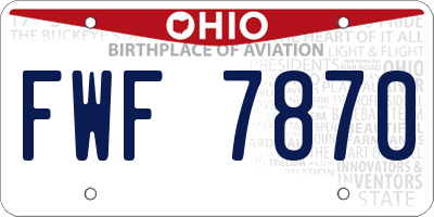 OH license plate FWF7870