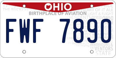 OH license plate FWF7890