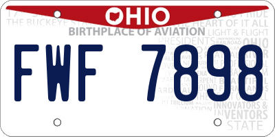 OH license plate FWF7898
