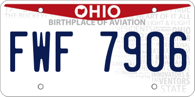 OH license plate FWF7906