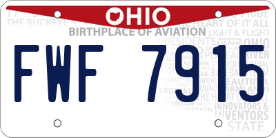 OH license plate FWF7915