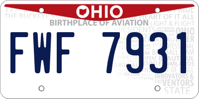 OH license plate FWF7931