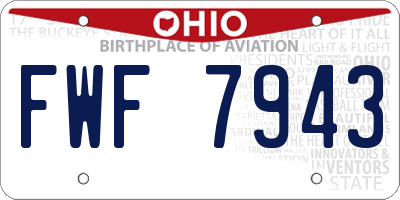 OH license plate FWF7943