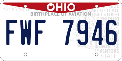 OH license plate FWF7946