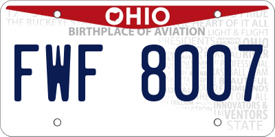 OH license plate FWF8007