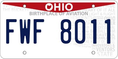 OH license plate FWF8011