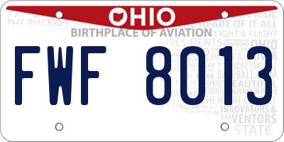 OH license plate FWF8013