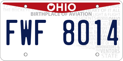 OH license plate FWF8014