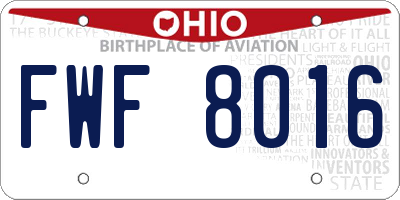 OH license plate FWF8016
