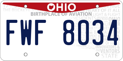 OH license plate FWF8034