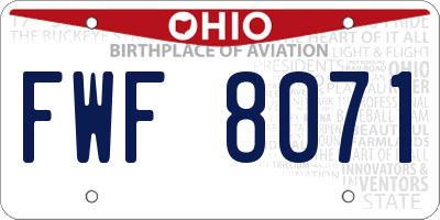 OH license plate FWF8071