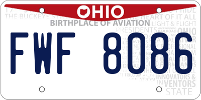 OH license plate FWF8086