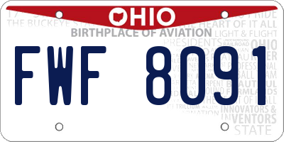 OH license plate FWF8091